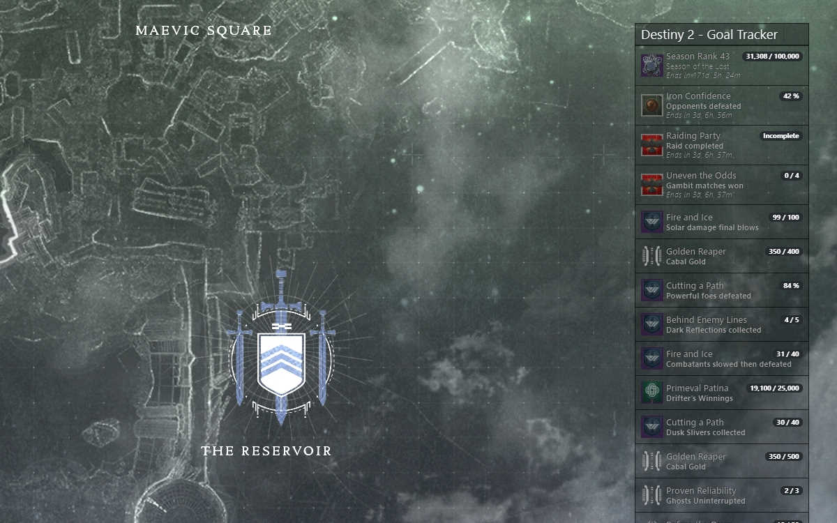 Destiny 2 Goal tracker